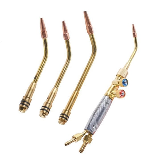 hejhncii 4Pcs Welding Torch Set Copper Handles for 3/8" 24 Hose Fittings Professional Use with CGA Requirements
