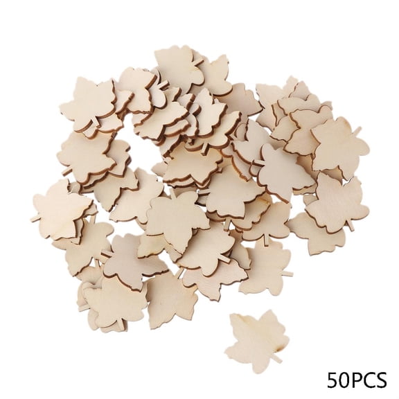 hejhncii 50Pcs Wooden Maple Leaf Leaves Blank Wood Slices Buttons Craft Scrapbooking Embe