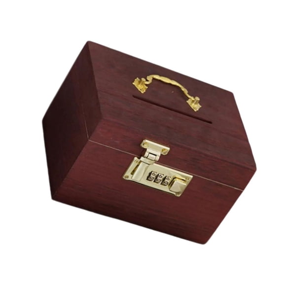 hejhncii Antique Designs Wood Box Combination Lock Multiple Compartments Rectangular Storage Case for Accessories Office