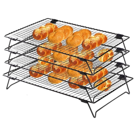 hejhncii Carbon Steel Stackable 4 Tiers Baking Cooling Rack for Pastries Bread Cookie