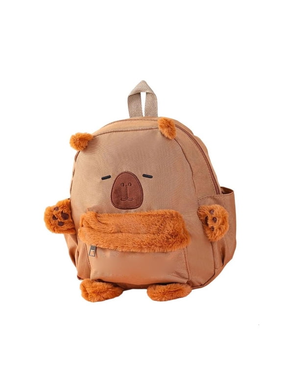 Cartoon Capybara School Backpack with Ergonomic Straps Daily Use Storage Bag
