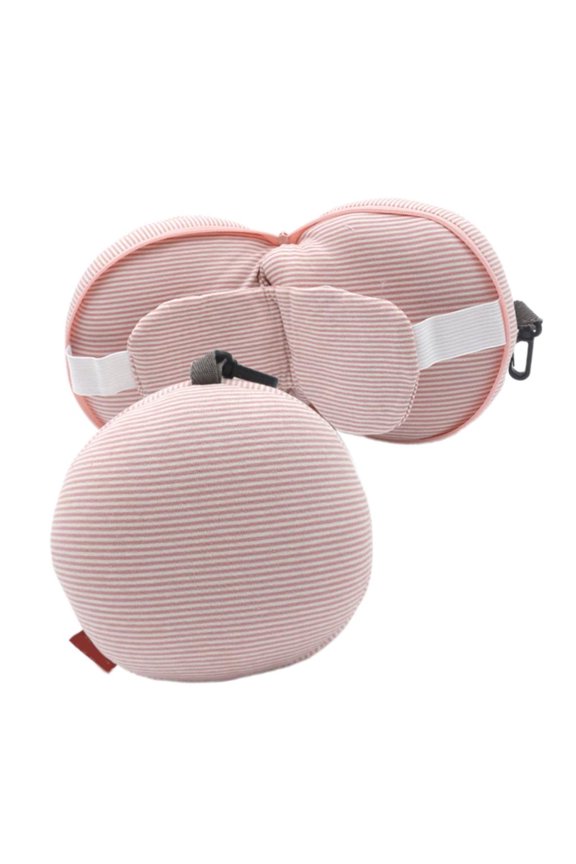 Comfortable PP Cotton Neck Pillow With Light Blocking Eye 2 In 1 Stripe Travel Pillow And Eye PP Cotton Portable for Travel
