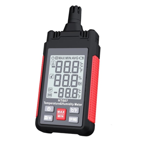hejhncii Digital Temperature Humidity Meter with Dew Point Wet Bulb LCD Backlight