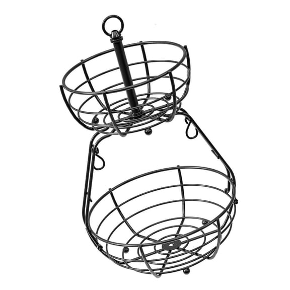 hejhncii Double Layer Iron Storage Basket Detachable Shelves Kitchen Space Saving