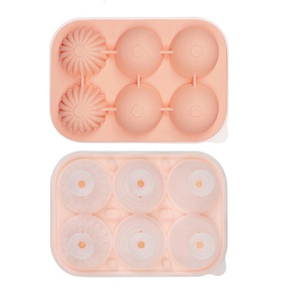 hejhncii Efficient Silicone Ice Cubes Tray 6 Cavity Round Rhombus Design for Cold Drink