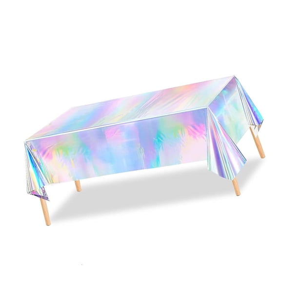 hejhncii Extra Large Disposable Holographics Tablecloth Waterproofs Party Decoration for Birthdays Event