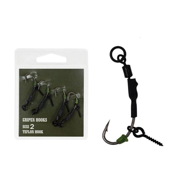 hejhncii Fishing Ronnie Rig Hook with Leader, Profession Carp Fishing Rig Wide Gape Hook