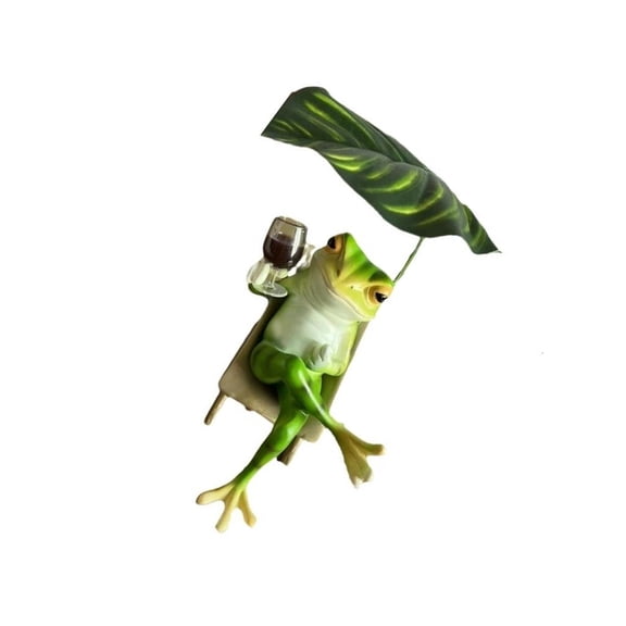 hejhncii Frogs Statue Sitting On Recliner Resin Figurine Perfect For Living Room Office Wine Tasting Sculpture