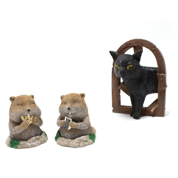 hejhncii GardenGophers Kitten Sculpture Floor Lawn Ornaments Home Decor Flowerbeds Lawns
