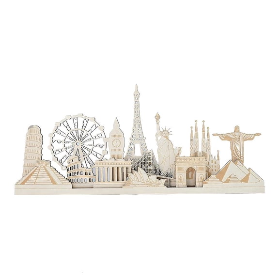 hejhncii Handcrafted Wooden Landmark Sculptures Carving Friendly Materials Home Office