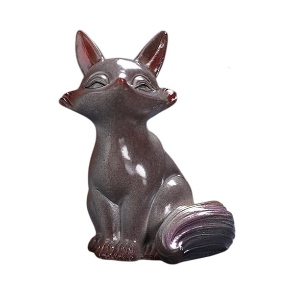 hejhncii Handmade Ceramic Foxes Statue Water Activated Color Changing Decoration For Teas Ritual And Collections