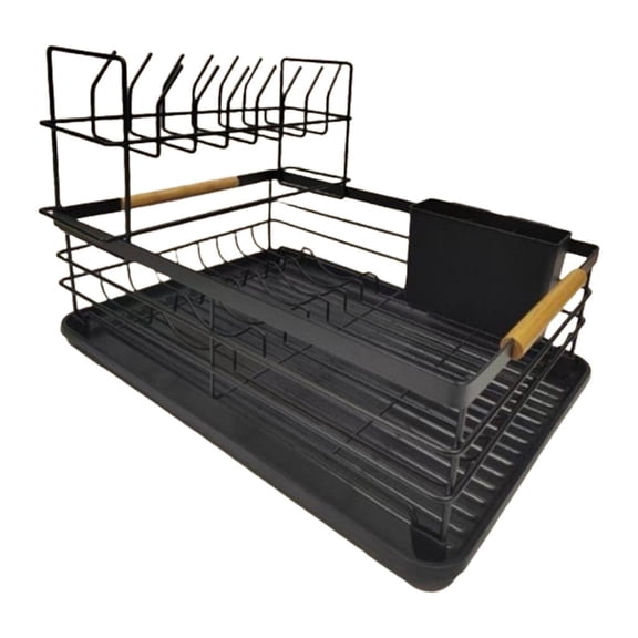 hejhncii Kitchen Countertop Dish Drying Rack With Removable Drip Tray Rustproof Utensils Holder Drainer with Drain Board