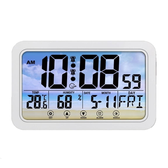 hejhncii Large Screen Colorful Digital Clock With Touch Control Music Alarm Sound Reminder For Kids Room Living Room