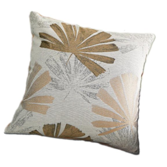hejhncii Linen Cushion Case Jacquard Leaf Pattern Home Decors Living Space Pillow Cover