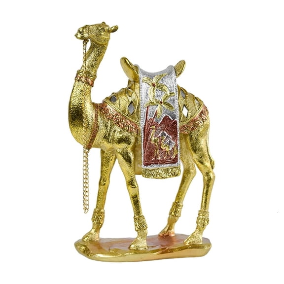 hejhncii Luxury Camels Figurine Resins Sculpture Middle Eastern Gold Desert Animal Statue for Home Decors and Desk Ornament Gift