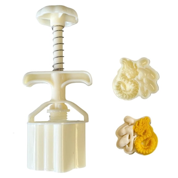 hejhncii MidAutumn Festival Moon Cake Maker 3D Dragon Pattern Moon Cake Molds Cookie Stamps Hand Press Cookie Dessert Cutter