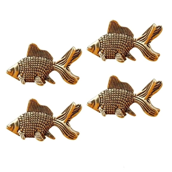 hejhncii Miniature Copper Fish Sculptures Bird Bath Water Purifiers 4Pcs Set Outdoor Algae Prevention