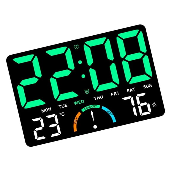 hejhncii Modern Design Extra Large LED Wall Clock Temperature Humidities Display Alarm Function