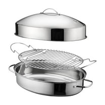 hejhncii Oval Steaming Pot Stainless Steel Roasting Pan with Handle Kitchen Accessories