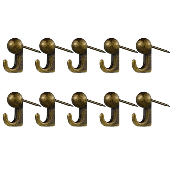 hejhncii Pack of 10 Metal Wall Hook Strong Load Capacity Round Head Push Pin Hangers