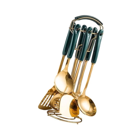 hejhncii Professional Grades 7 Piece Nonrust Steel Utensils Collection Ergonomic Grip Kitchen Tool For Culinary Enthusiasts