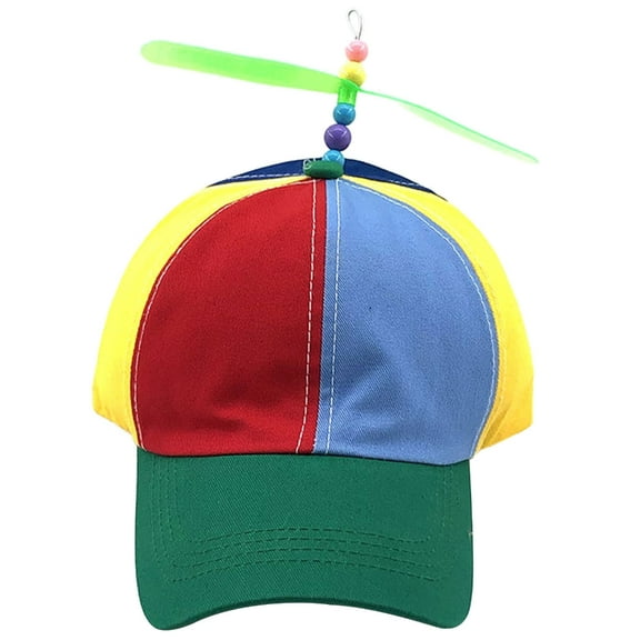 hejhncii Rainbow Color Baseball Hat with Detachable Propeller Funny Headwear Sun Hat Baseball Hat for Birthday Party Adult Hat