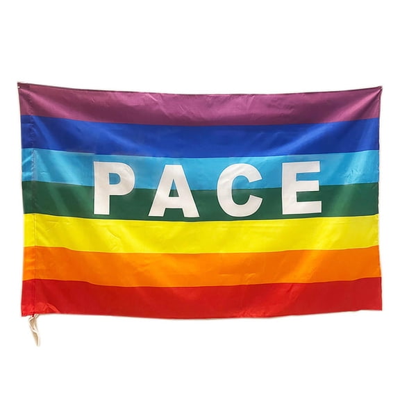 hejhncii Rainbow Flag PACEPEACE Flag Polyester World Peace Colorful Flag Ornament