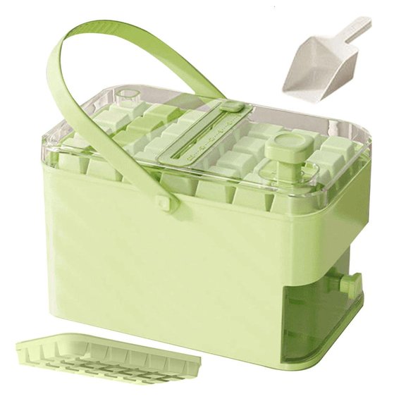hejhncii Reusable Press Type Ice Box with Lid and Bin Ice Maker Mold Easy Release Ice Trays Storage Box for Freezers Enduring