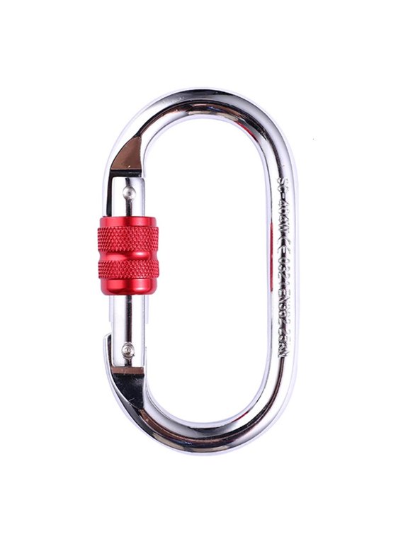 Rock Climbing Carabiner Oval Screw Gate Locking Carabiner Spring Snap Keychains Clip Hook Buckle for Riggings, Rope