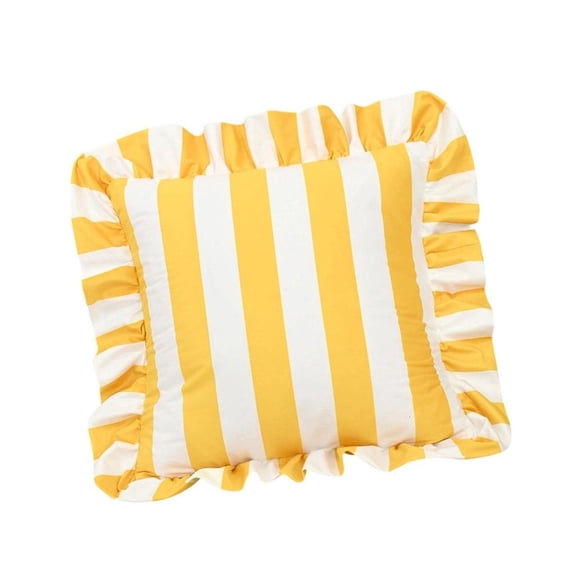 hejhncii Stylish Cushion Cover Striped Pattern Ruffled Edge Living Room Throw Pillow Case