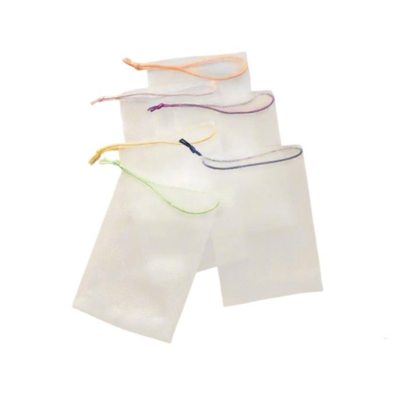 hejhncii Sustainable Grocery Mesh Bags With Ribbon Ties Leakproof Designs Accessory for Bathroom Storage Shopping and Travel