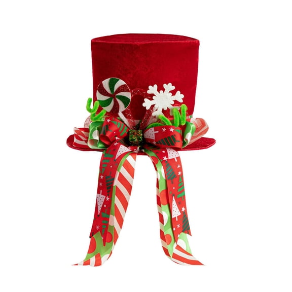 hejhncii Traditional Red White Santa Hat Tree Toppers Snowflake Pattern Durable Polyester Fiber