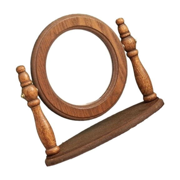 hejhncii Vintage Themed Solid Wood Table Mirror for Women Girls Wood Grains Vanity Mirror