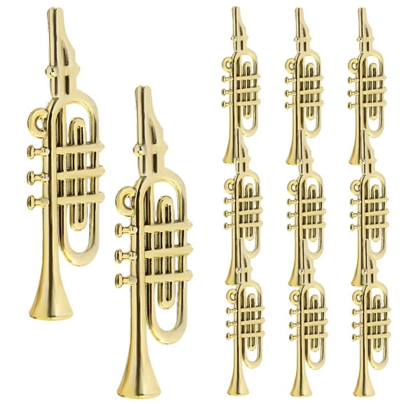 heka 20 Mini Golden Musical Instrument Ornaments Saxophone Horn Dollhouse Miniature