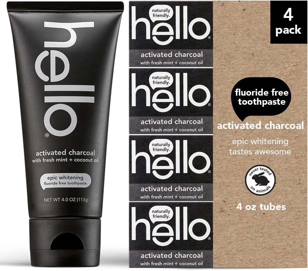 hello Activated Charcoal Epic Teeth Whitening Fluoride Free Toothpaste