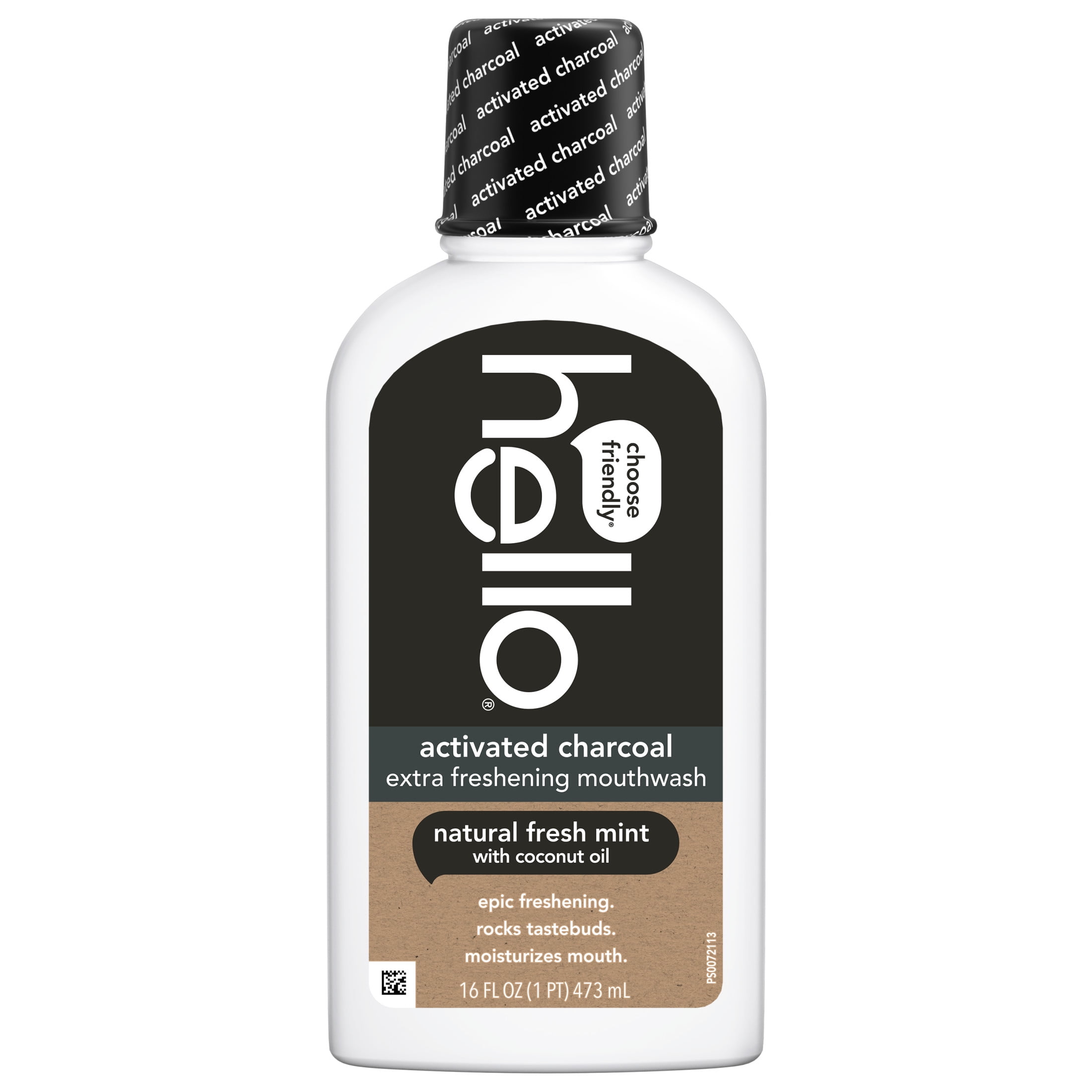 Hello Natural Activated Charcoal Extra Freshening Mouthwash, Fresh