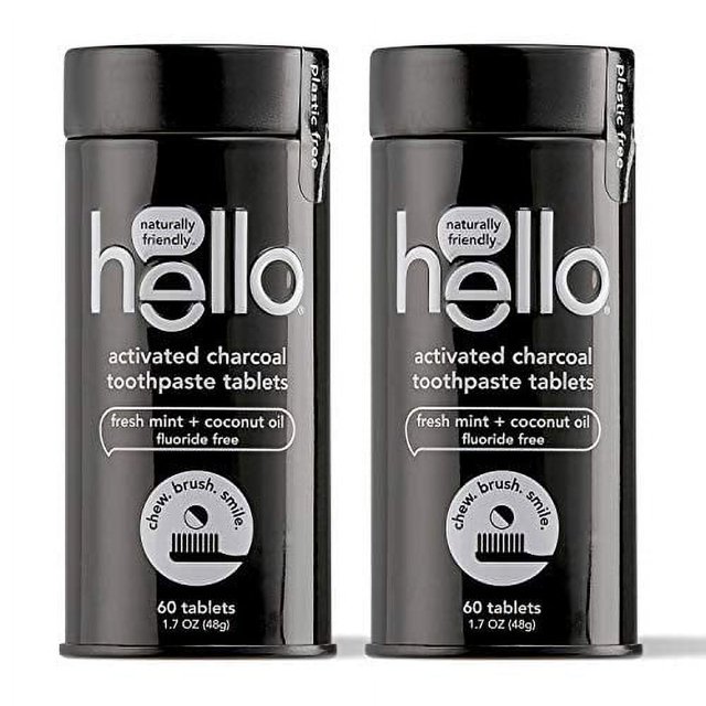 hello Activated Charcoal Whitening Toothpaste Tablets, with Delicious