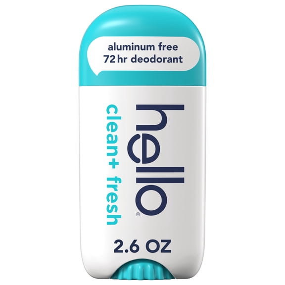 hello Clean + Fresh Aluminum Free Deodorant for Women and Men, 2.6 oz Stick Deodorant