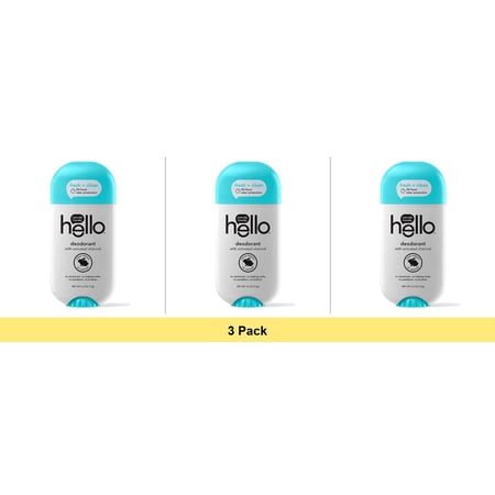 hello Clean + Fresh Deodorant with Activated Charcoal, 24 Hour Odor Protection, No Aluminum - 3 Pack