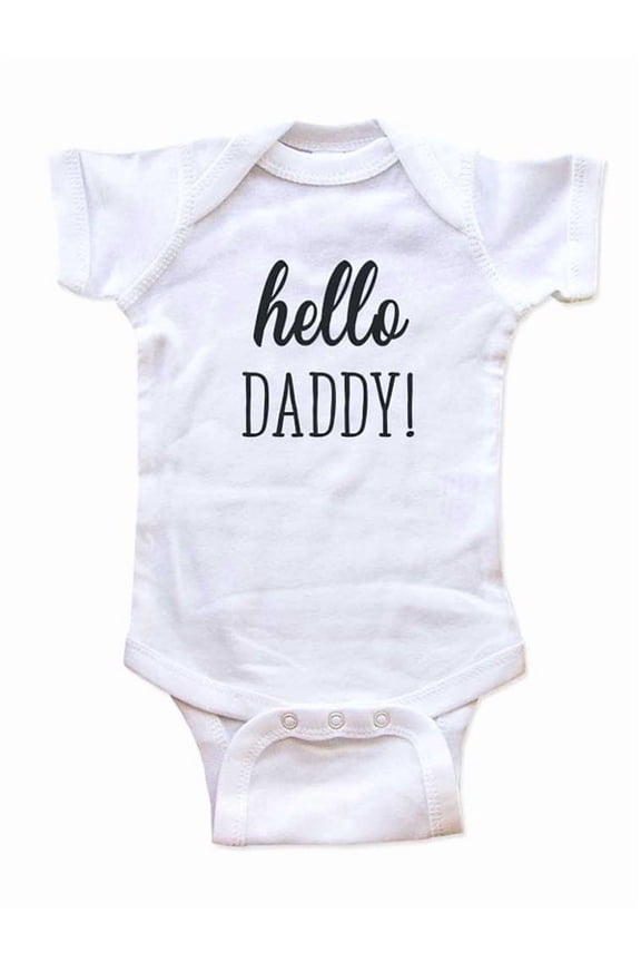 hello Daddy - Surprise husband baby birth pregnancy announcement - wallsparks cute & funny Brand - White Newborn Size (0-3 Mos) Unisex