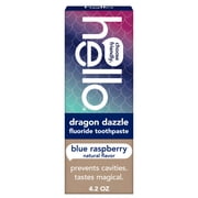 hello Dragon Dazzle Kids Toothpaste with Fluoride, Blue Raspberry Toothpaste, 4.2 Oz Tube