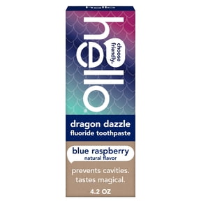 hello Dragon Dazzle Kids Toothpaste with Fluoride, Blue Raspberry Toothpaste, 4.2 Oz Tube