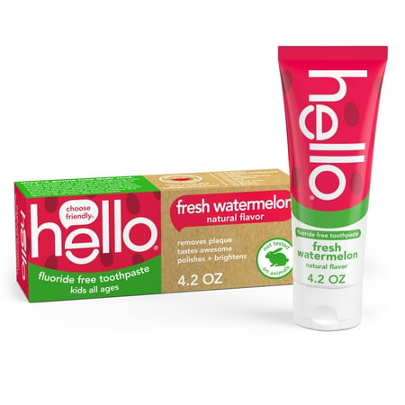 Hello Fresh Watermelon Fluoride Free Toothpaste, 4.2 Oz Tube