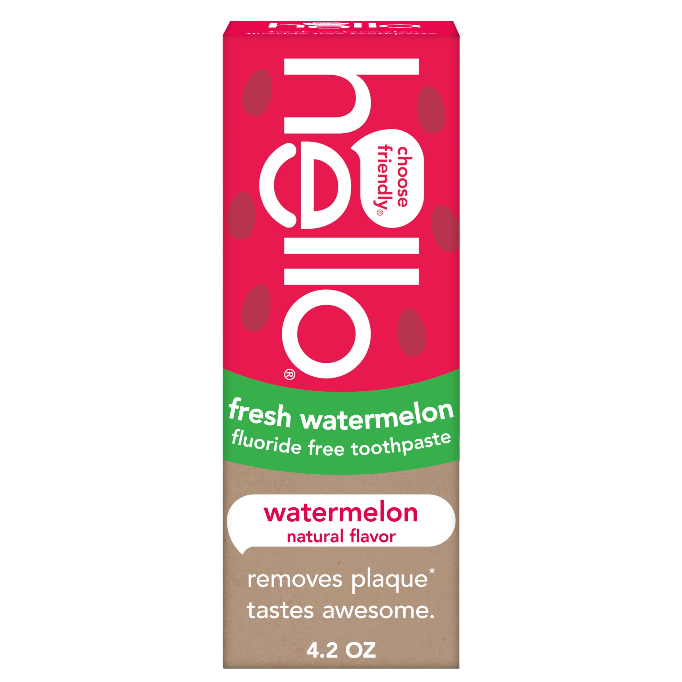 hello Fresh Watermelon Fluoride Free Kids Toothpaste, 4.2 Oz Tube