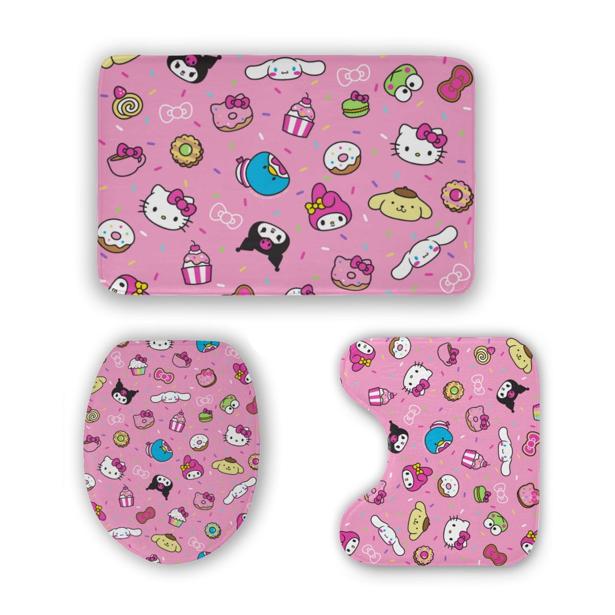 hello Kitty Bath mat, contour mat and cover set with rubber backing ...