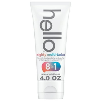 hello 8 in 1 Mighty Multi-Tasker Fluoride Toothpaste, Natural Mint Blend, 4.0 Oz Tube