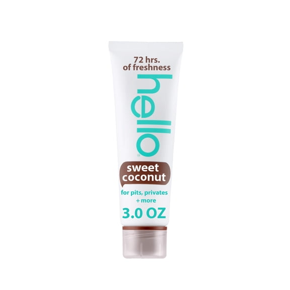 hello Sweet Coconut Whole Body Deodorant, 72H Odor Protection, Aluminum Free, Vegan & Parabens Free, 3 oz