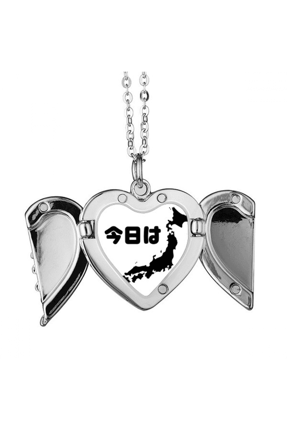 hello japan outline map greetings angel wings necklpendant fashion