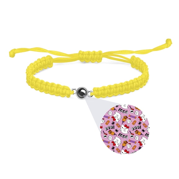 hello kitty Bracelets Support Customized Projection Bracelets with Photos Women's Italian Style Bracelets, Memorial Gifts for Women/Men/Family Yellow