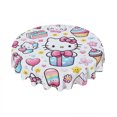 thumbnail image 1 of hello kitty Round Tablecloth Water Resistant Washable Polyester Table Cloth Decorative Fabric Table Cover for Dining Table, Buffet Parties and Camping, 1 of 5